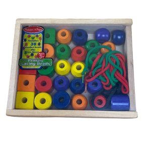 Melissa And Doug Primary Lacing Beads with 30 Beads 3 Laces
